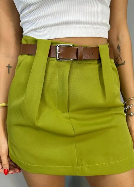 Short/Saia Elegance Alfaiataria - Pistache