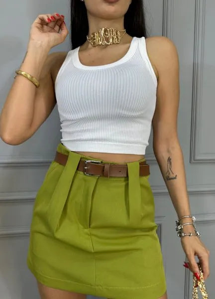 Short/Saia Elegance Alfaiataria - Pistache