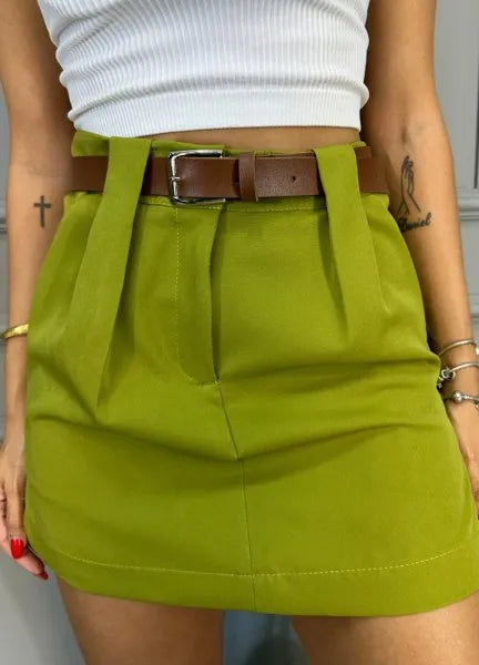Short/Saia Elegance Alfaiataria - Pistache