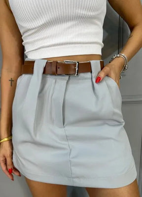 Short/Saia Elegance Alfaiataria - Cinza