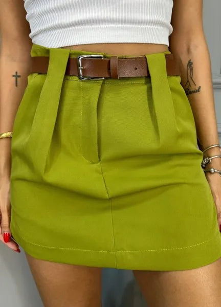 Short/Saia Elegance Alfaiataria - Pistache